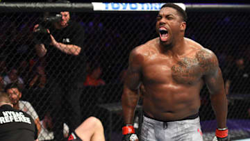 UTICA, NY - JUNE 01: (R-L) Walt Harris celebrates after defeating Daniel Spitz in their heavyweight fight during the UFC Fight Night event at the Adirondack Bank Center on June 1, 2018 in Utica, New York. (Photo by Josh Hedges/Zuffa LLC/Zuffa LLC via Getty Images)
