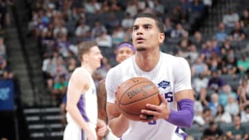SACRAMENTO, CA - JULY 3: Justin James #0 of the Sacramento Kings shoots a free throw during the game against the Los Angeles Lakers during Day 3 of the 2019 California Classic on July 3, 2019 at Golden 1 Center in Sacramento, California. NOTE TO USER: User expressly acknowledges and agrees that, by downloading and or using this Photograph, user is consenting to the terms and conditions of the Getty Images License Agreement. Mandatory Copyright Notice: Copyright 2019 NBAE (Photo by Rocky Widner/NBAE via Getty Images)