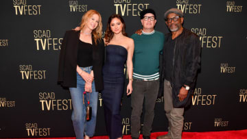 ATLANTA, GEORGIA - FEBRUARY 11: (L-R) Jenna Elfman, Christine Evangelista, Michael Satrazemis and Lennie James attend the “Fear the Walking Dead” press junket during the 2023 SCAD TVfest at Four Seasons Atlanta on February 11, 2023 in Atlanta, Georgia. (Photo by Paras Griffin/Getty Images)