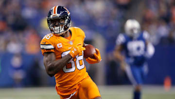INDIANAPOLIS, IN - DECEMBER 14: Demaryius Thomas #88 of the Denver Broncos runs after a catch during a game against the Indianapolis Colts at Lucas Oil Stadium on December 14, 2017 in Indianapolis, Indiana. The Broncos won 25-13. (Photo by Joe Robbins/Getty Images)
