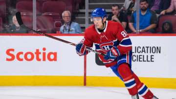 MONTREAL, QC - SEPTEMBER 19: Montreal Canadiens center Nick Suzuki (88) skates during the third period of the NHL preseason game between the New Florida Panthers and the Montreal Canadiens on September 19, 2018, at the Bell Centre in Montreal, QC (Photo by Vincent Ethier/Icon Sportswire via Getty Images)