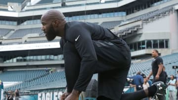 Sep 1, 2016; Philadelphia, PA, USA; Philadelphia Eagles free safety Malcolm Jenkins prior to action against the New York Jets at Lincoln Financial Field. Mandatory Credit: Bill Streicher-USA TODAY Sports