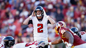 LANDOVER, MD - NOVEMBER 04: Matt Ryan #2 of the Atlanta Falcons changes a play at the line of scrimmage during the game against the Washington Redskins at FedEx Field on November 4, 2018 in Landover, Maryland. Atlanta won 38-14. (Photo by Joe Robbins/Getty Images)