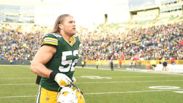 GREEN BAY, WI - DECEMBER 03: Clay Matthews #52 of the Green Bay Packers leaves the field following a game against the Tampa Bay Buccaneers at Lambeau Field on December 3, 2017 in Green Bay, Wisconsin. Green Bay defeated Tampa Bay 26-20 in overtime. (Photo by Stacy Revere/Getty Images)
