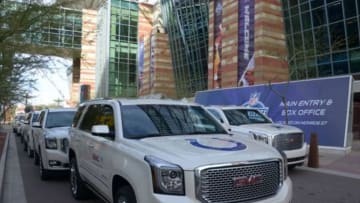Jan 23, 2015; Phoenix, AZ, USA; General view of GMC Denali car with Indianapolis Colts logo at the NFL Experience at the Phoenix Convention Center in advance of Super Bowl XLIX between the Seattle Seahawks and the New England Patriots. Mandatory Credit: Kirby Lee-USA TODAY Sports