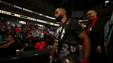 DALLAS, TX - SEPTEMBER 08: Tyron Woodley after defeating Darren Till in their UFC Welterweight Title bout during UFC 228 at American Airlines Center on September 8, 2018 in Dallas, United States. (Photo by Ronald Martinez/Getty Images)