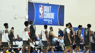 CHICAGO, ILLINOIS - MAY 16: Players shake hands following a game during Day One of the NBA Draft Combine at Quest MultiSport Complex on May 16, 2019 in Chicago, Illinois. NOTE TO USER: User expressly acknowledges and agrees that, by downloading and or using this photograph, User is consenting to the terms and conditions of the Getty Images License Agreement. (Photo by Stacy Revere/Getty Images)