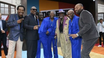 WESTWOOD, CALIFORNIA - SEPTEMBER 28: Bobby Rush, Eddie Murphy, Eddie Levert, Walter Williams, Jimmy Lynch, Eric Grant , Mike Epps attend the LA Premiere Of Netflix's "Dolemite Is My Name" at Regency Village Theatre on September 28, 2019 in Westwood, California. (Photo by Frazer Harrison/Getty Images)