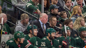 ST. PAUL, MN - JANUARY 13: Minnesota Wild head coach Bruce Boudreau leads his team against the Winnipeg Jets during the game at the Xcel Energy Center on January 13, 2018 in St. Paul, Minnesota. (Photo by Bruce Kluckhohn/NHLI via Getty Images)
