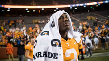 Tennessee running back Eric Gray (3) walks off the field after a game between Tennessee and Vanderbilt at Neyland Stadium, Saturday, Nov. 30, 2019.Volsvsvandy1130 1190