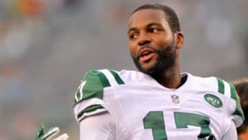 Aug 17, 2013; East Rutherford, NJ, USA; New York Jets wide receiver Braylon Edwards (17) during warmups before a preseason game against the Jacksonville Jaguars at MetLife Stadium. Mandatory Credit: Brad Penner-USA TODAY Sports