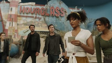 Rachel (Holland Roden), Nathan (Thomas Cocquerel), Ben Miller (Logan Miller), Brianna (Indya Moore) and Zoey Davis (Taylor Russell) in ESCAPE ROOM: TOURNAMENT OF CHAMPIONS. -- Courtesy of Sony Pictures
