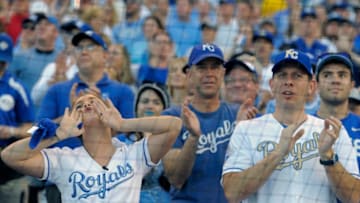 KANSAS CITY, MO - APRIL 3: Fans cheer on the Kansas City Royals as they are introduced prior to a game against the New York Mets at Kauffman Stadium on April 3, 2016 in Kansas City, Missouri. (Photo by Ed Zurga/Getty Images)