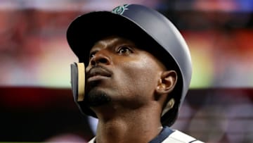 SEATTLE, WA - SEPTEMBER 25: Dee Gordon #9 of the Seattle Mariners reacts after hitting a ground out in the third inning against the Oakland Athletics during their game at Safeco Field on September 25, 2018 in Seattle, Washington. (Photo by Abbie Parr/Getty Images)