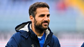 GENOA, ITALY - NOVEMBER 13: Cesc Fabregas of Como looks on prior to kick-off in the Serie B match between Genoa CFC and Como at Stadio Luigi Ferraris on November 13, 2022 in Genoa, Italy. (Photo by Simone Arveda/Getty Images)