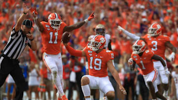 CLEMSON, SOUTH CAROLINA - OCTOBER 12: Tanner Muse #19 of the Clemson Tigers reacts after a turnover by the Florida State Seminoles during their game at Memorial Stadium on October 12, 2019 in Clemson, South Carolina. (Photo by Streeter Lecka/Getty Images)