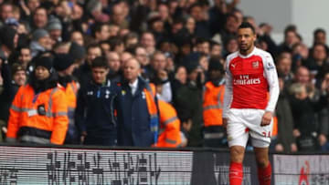 LONDON, ENGLAND - MARCH 05: Francis Coquelin of Arsenal walks off the pitch after receiving the red card during the Barclays Premier League match between Tottenham Hotspur and Arsenal at White Hart Lane on March 5, 2016 in London, England. (Photo by Paul Gilham/Getty Images)