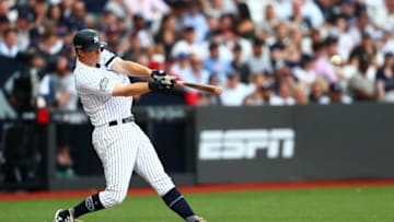 LONDON, ENGLAND - JUNE 30: DJ LeMahieu #26 of the New York Yankees bats during the MLB London Series game between Boston Red Sox and New York Yankees at London Stadium on June 30, 2019 in London, England. (Photo by Dan Istitene/Getty Images)