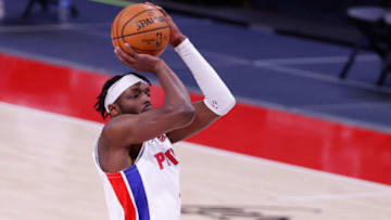 Detroit Pistons forward Jerami Grant (9) shoots in the first half against the Portland Trail Blazers Credit: Rick Osentoski-USA TODAY Sports