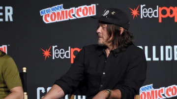 NEW YORK, NY - OCTOBER 07: Norman Reedus speaks onstage during the Comic Con The Walking Dead panel at The Theater at Madison Square Garden on October 7, 2017 in New York City. (Photo by Jamie McCarthy/Getty Images for AMC)
