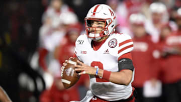 COLLEGE PARK, MD - NOVEMBER 23: Adrian Martinez #2 of the Nebraska Cornhuskers drops back to pass against the Maryland Terrapins on November 23, 2019 in College Park, Maryland. (Photo by G Fiume/Maryland Terrapins/Getty Images)