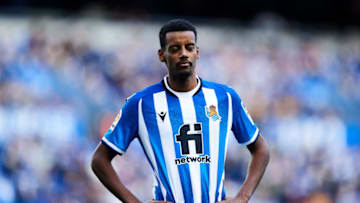 SAN SEBASTIAN, SPAIN - JANUARY 08: Alexander Isak of Real Sociedad reacts during the La Liga Santander match between Real Sociedad and RC Celta de Vigo at Reale Arena on January 08, 2022 in San Sebastian, Spain. (Photo by Juan Manuel Serrano Arce/Getty Images)
