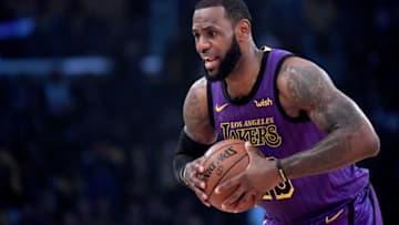 LOS ANGELES, CALIFORNIA - DECEMBER 21: LeBron James #23 of the Los Angeles Lakers palms the ball before the game against the New Orleans Pelicans at Staples Center on December 21, 2018 in Los Angeles, California. NOTE TO USER: User expressly acknowledges and agrees that, by downloading and or using this photograph, User is consenting to the terms and conditions of the Getty Images License Agreement. (Photo by Harry How/Getty Images)
