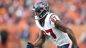 DENVER, CO - NOVEMBER 04: Demaryius Thomas #87 of the Houston Texans plays the Denver Broncos at Broncos Stadium at Mile High on November 4, 2018 in Denver, Colorado. (Photo by Matthew Stockman/Getty Images)