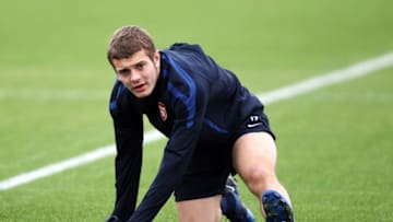 ST ALBANS, ENGLAND - NOVEMBER 02: Jack Wilshere warms up during a training session ahead of the UEFA Champions League Group H match against Shakhtar Donetsk at the club's complex at London Colney on November 2, 2010 in St Albans, England. (Photo by Dean Mouhtaropoulos/Getty Images)