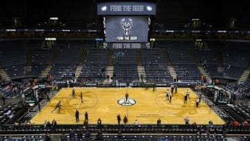 Dec 9, 2015; Milwaukee, WI, USA; General view of the BMO Harris Bradley Center including the alternate court in use prior to the game between the Los Angeles Clippers and Milwaukee Bucks. Mandatory Credit: Jeff Hanisch-USA TODAY Sports