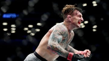NEW YORK, NEW YORK - JANUARY 19: Gregor Gillespie reacts after defeating Yancy Medeiros during their lightweights fight at UFC Fight Night at Barclays Center on January 19, 2019 in New York City. (Photo by Sarah Stier/Getty Images)
