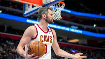 DETROIT, MICHIGAN - JANUARY 30: Kevin Love #0 of the Cleveland Cavaliers reacts against the Detroit Pistons during the third quarter at Little Caesars Arena on January 30, 2022 in Detroit, Michigan. NOTE TO USER: User expressly acknowledges and agrees that, by downloading and or using this photograph, User is consenting to the terms and conditions of the Getty Images License Agreement. (Photo by Nic Antaya/Getty Images)