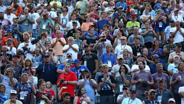 DAYTONA BEACH, FL - JULY 07: Fans cheer during the Monster Energy NASCAR Cup Series Coke Zero Sugar 400 at Daytona International Speedway on July 7, 2018 in Daytona Beach, Florida. (Photo by Sarah Crabill/Getty Images)