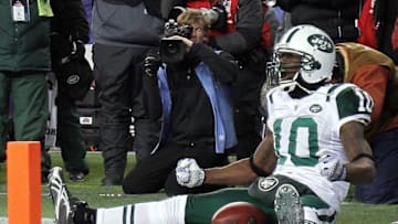 FOXBORO, MA - JANUARY 16: Santonio Holmes (Photo by Elsa/Getty Images)