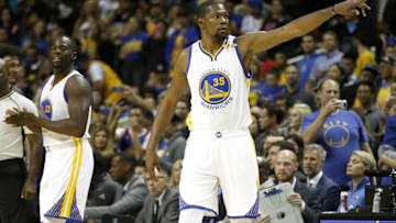 Oct 6, 2016; San Jose, CA, USA; Golden State Warriors forward Kevin Durant (35) walks onto the court prior to the game against the Sacramento Kings at the SAP Center. Mandatory Credit: Cary Edmondson-USA TODAY Sports