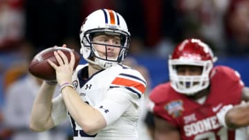 Auburn footballNEW ORLEANS, LA - JANUARY 02: Sean White #13 of the Auburn Tigers throws a pass against the Oklahoma Sooners during the Allstate Sugar Bowl at the Mercedes-Benz Superdome on January 2, 2017 in New Orleans, Louisiana. (Photo by Matthew Stockman/Getty Images)