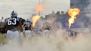 DURHAM, NORTH CAROLINA - NOVEMBER 16: The Duke Blue Devils take the field for their game against the Syracuse Orange at Wallace Wade Stadium on November 16, 2019 in Durham, North Carolina. (Photo by Grant Halverson/Getty Images)