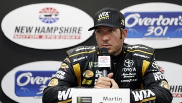 LOUDON, NH - JULY 14: Martin Truex Jr, Monster Energy NASCAR Cup Series driver of the WIX Filters Toyota (78), talks to the media after qualifying for the Overton's 301 on July 14, 2017, at New Hampshire Motor Speedway in Loudon, New Hampshire. (Photo by Fred Kfoury III/Icon Sportswire via Getty Images)