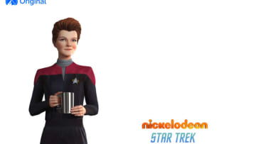 Pictured: Kate Mulgrew as Janeway of Star Trek: Prodigy . Photo Cr: Nickelodeon/Paramount+ ©2021, All Rights Reserved.