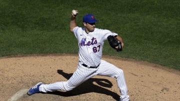 NEW YORK, NY - AUGUST 6: Seth Lugo #67 of the New York Mets pitches during the seventh inning against the Atlanta Braves in the first game of a doubleheader at Citi Field on August 6, 2022 in the Queens borough of New York City. (Photo by Adam Hunger/Getty Images)