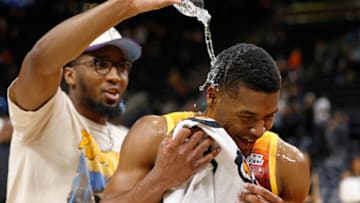 Utah Jazz guards Donovan Mitchell and Jared Butler (Jeffrey Swinger-USA TODAY Sports)