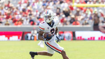 SAN DIEGO, CA - SEPTEMBER 3: Jacob Cowing #2 of the Arizona Wildcats runs with the ball against the San Diego State Aztecs on September 3, 2022 at Snapdragon Stadium in San Diego, California. (Photo by Tom Hauck/Getty Images)
