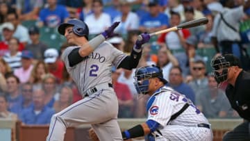CHICAGO, IL - JULY 27: Troy Tulowitzki #2 of the Colorado Rockies bats against the Chicago Cubs at Wrigley Field on July 27, 2015 in Chicago, Illinois. The Cubs defeated the Rockies 9-8. (Photo by Jonathan Daniel/Getty Images)