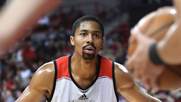 Jul 18, 2016; Las Vegas, NV, USA; Chicago Bulls forward Spencer Dinwiddie (25) defends an inbounds pass during the NBA Summer League final against the Minnesota Timberwolves at Thomas & Mack Center. Chicago won the game 84-82 in overtime. Mandatory Credit: Stephen R. Sylvanie-USA TODAY Sports