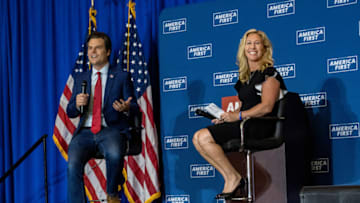 Rep. Marjorie Taylor Greene and Rep. Matt Gaetz (R-FL) (Photo by Megan Varner/Getty Images)