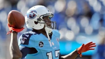 Dec 29, 2013; Nashville, TN, USA; Tennessee Titans wide receiver Kendall Wright (13) during warm ups prior to the game against the Houston Texans at LP Field. Mandatory Credit: Jim Brown-USA TODAY Sports