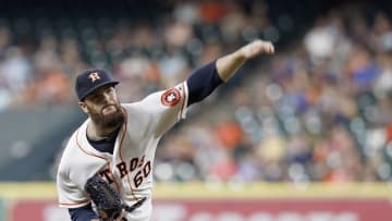 Jul 5, 2016; Houston, TX, USA; Houston Astros starting pitcher Dallas Keuchel (60) pitches against the Seattle Mariners in the third inning at Minute Maid Park. Mandatory Credit: Thomas B. Shea-USA TODAY Sports