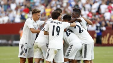 LANDOVER, MD - AUGUST 04: Players of Real Madrid celebrate their third goal during the International Champions Cup 2018 match between Real Madrid and Juventus at FedExField on August 4, 2018 in Landover, Maryland. (Photo by Angel Martinez/Real Madrid via Getty Images)