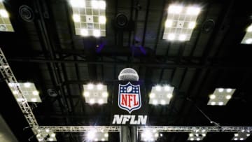 INDIANAPOLIS, IN - MARCH 02: A detail view of the NFL Shield on a microphone with the NFL Network logo is seen during the NFL Scouting Combine on March 02, 2018 at Lucas Oil Stadium in Indianapolis, IN. (Photo by Robin Alam/Icon Sportswire via Getty Images)