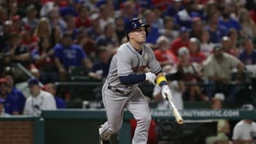 Sep 2, 2016; Arlington, TX, USA; Houston Astros third baseman Alex Bregman (2) runs towards first base after hitting a triple against the Texas Rangers at Globe Life Park in Arlington. Mandatory Credit: Sean Pokorny-USA TODAY Sports